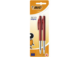 Balpen Bic M10 medium rood bister à 2 stuks