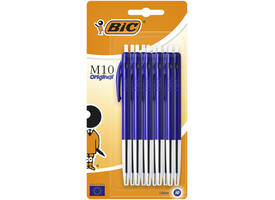 Balpen Bic M10 medium blauw blister à 10 stuks