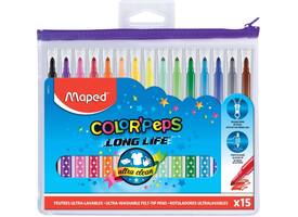 Viltstift Maped Color'Peps Long Life set á 15 kleuren