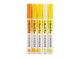 Brushpen Talens Ecoline set à 5 stuks geel