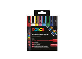 Paintmarker Uni POSCA PC3M fijn assorti set à 8 stuks