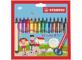 Viltstift STABILO Trio Scribbi 368/14 assorti etui à 14 stuks