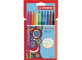 Viltstift STABILO Trio 2 in 1 assorti etui à 10 stuks
