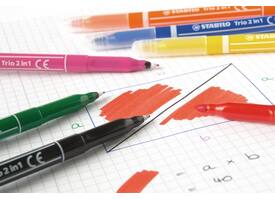 Viltstift STABILO Trio 2 in 1 assorti etui à 10 stuks