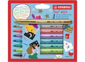 Viltstift STABILO Trio deco metallic assorti etui à 8 stuks