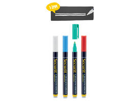 Krijtstift Securit SMA-100 rond 1-2mm wit/blauw/groen/rood blister à 4 stuks