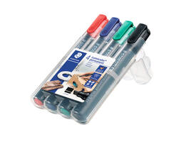 Viltstift Staedtler Lumocolor 350 permanent schuin assorti 4 stuks