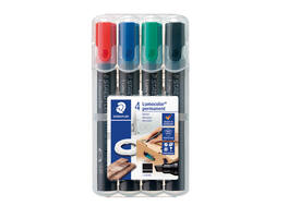 Viltstift Staedtler Lumocolor 350 permanent schuin assorti 4 stuks