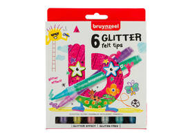 Viltstift Bruynzeel Kids assorti glitter 6 stuks