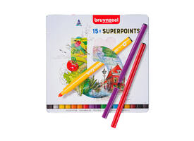 Viltstift Bruynzeel Creatives Superpoints assorti blik à 15 stuks