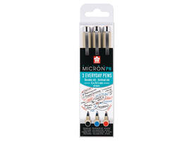 Fineliner Sakura Pigma Micron 0.4mm blister à 3 stuks assorti