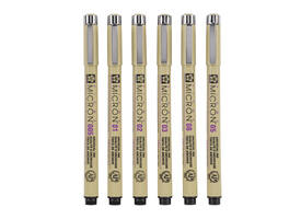 Fineliner Sakura Pigma Micron set à 6 schrijfbreedtes zwart