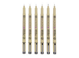 Fineliner Sakura Pigma Micron set à 6 schrijfbreedtes zwart