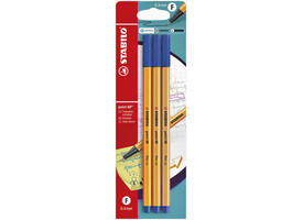 Fineliner STABILO point 88 fijn blauw blister à 3 stuks