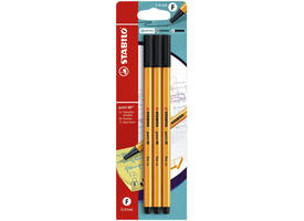Fineliner STABILO point 88 fijn zwart blister à 3 stuks