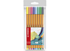 Fineliner STABILO point 88/8 fijn pastel assorti etui à 8 stuks