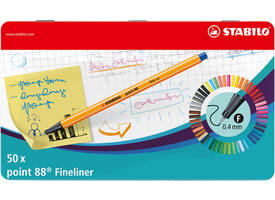 Fineliner STABILO point 88/50 fijn assorti blik à 50 stuks