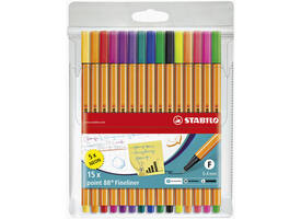 Fineliner STABILO point 88/15 fijn assorti etui à 15 stuks