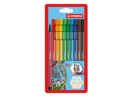 Viltstift STABILO Pen 68/10 medium assorti etui à 10 stuks