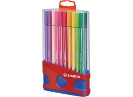 Viltstift STABILO Pen 68/20 ColorParade in rood/blauw etui M ass 20st