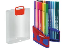 Viltstift STABILO Pen 68/20 ColorParade in rood/blauw etui M ass 20st