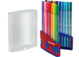 Viltstift STABILO Pen 68/20 ColorParade in rood/blauw etui M ass 20st