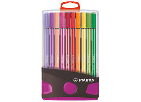 Viltstift  STABILO Pen 68/20 ColorParade in antr/roze etui M ass 20st