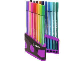 Viltstift  STABILO Pen 68/20 ColorParade in antr/roze etui M ass 20st