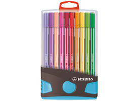 Viltstift  STABILO Pen 68/20 ColorParade in antr/turq etui M ass 20st