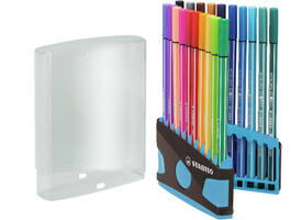 Viltstift  STABILO Pen 68/20 ColorParade in antr/turq etui M ass 20st