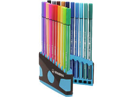 Viltstift  STABILO Pen 68/20 ColorParade in antr/turq etui M ass 20st