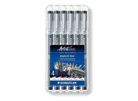 Fineliner Staedtler Pigment 308 zwart set 4+2 gratis