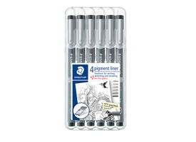 Fineliner Staedtler Pigment 308 zwart set 4+2 gratis