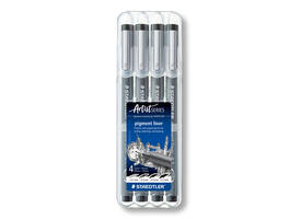 Fineliner Staedtler Pigment 308 zwart set 4 stuks