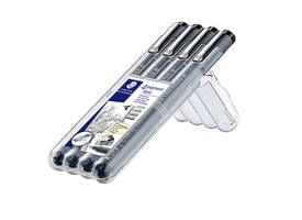 Fineliner Staedtler Pigment 308 zwart set 4 stuks