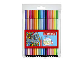 Viltstift STABILO Pen 68/15 medium assorti etui à 10+5 neon kleuren