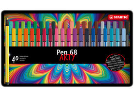 Viltstift STABILO Pen 68/40 Arty medium assorti blik à 40 stuks