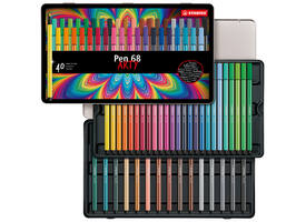 Viltstift STABILO Pen 68/40 Arty medium assorti blik à 40 stuks