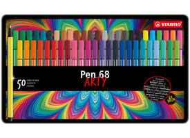 Viltstift STABILO Pen 68/50 Arty medium assorti blik à 50 stuks