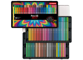 Viltstift STABILO Pen 68/50 Arty medium assorti blik à 50 stuks
