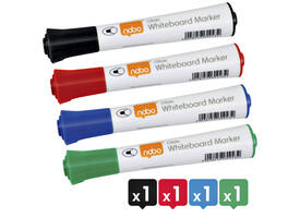 Whiteboardmarker Nobo Glide rond assorti 3mm 4st