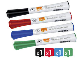 Whiteboardmarker Nobo Glide rond assorti 1mm 4st