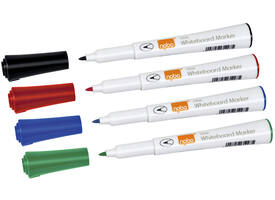 Whiteboardmarker Nobo Glide rond assorti 1mm 4st