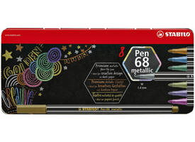 Viltstift STABILO Pen 68/8 medium metallic assorti blik à 8 stuks