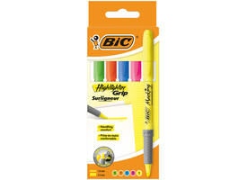 Markeerstift Bic grip assorti etui à 5 stuks