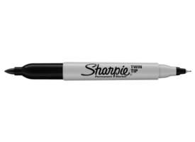 Viltstift Sharpie rond Twin tip ultra fijn & fijn zwart 2 stuks