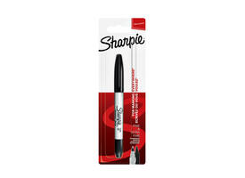 Viltstift Sharpie rond Twin tip ultra fijn & F zwart blister à 1 stuk