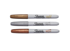 Viltstift Sharpie rond fijn metallic assorti blister à 3 stuks