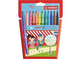 Viltstift STABILO power 280/12 assorti etui à 12 stuks