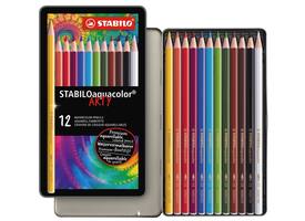 Kleurpotloden STABILO 1612 aquacolor assorti blik à 12 stuks